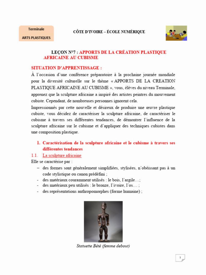 Influence de la statue bois africaine sur les œuvres cubistes de Picasso, démontrant la déconstruction des formes humaines